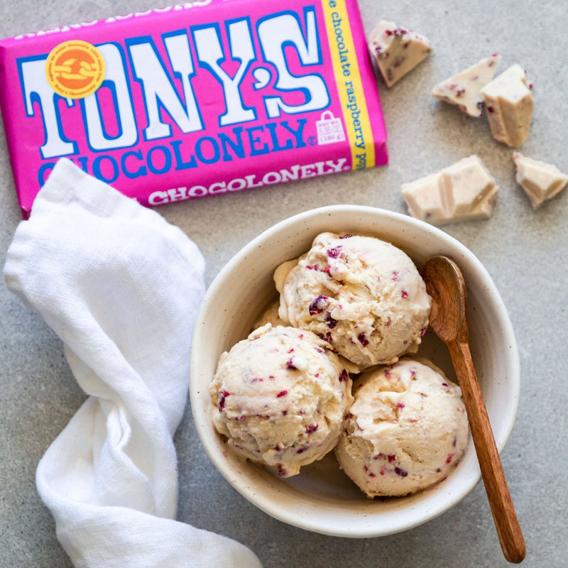 Tony's Chocolonely Vanilla Bean & Raspberry Ice Cream by Kelly Gibney - Cook & Nelson